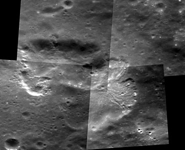 Oblique view of the depression in Enheduanna crater facing south