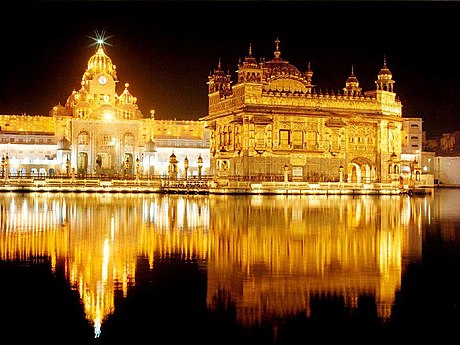 Harmandir Sahib (The Golden Temple) is culturally the most significant place of worship for the Sikhs. Maharaja Ranjit Singh rebuilt Harmandir Sahib in marble and copper in 1809, overlaid the sanctum with gold foil in 1830.[196]
