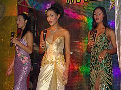 Kathoeys on the stage of a cabaret show in Pattaya