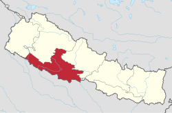 Lage der Provinz Lumbini innerhalb Nepals