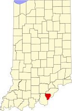 Map of Indiana highlighting Floyd County
