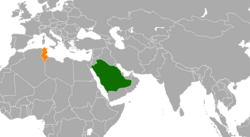 Map indicating locations of Saudi Arabia and Tunisia