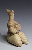 Fertility figurine (maybe a goddess?); 5000–4000 BC; terracotta with traces of pigment; 8.1 × 5 × 5.4 cm; by Halaf culture; Walters Art Museum (Baltimore, US)