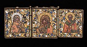 Triptych with Virgin and Child and St Nicholas. Russia, c. 1800