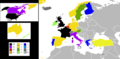 Members of the Western European and Others Group colour-coded for the number of years each spent on the Security Council as of 2010