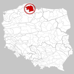 Location of Kashubian Lake District in Poland