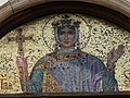 The outside of the church is decorated with mosaics of various saints