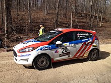 Andrew Comrie-Picard in rally car during the 2014 Rally in the 100 Acre Wood