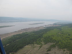 The Angara River near the selo of Boguchany in Boguchansky District