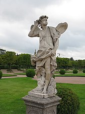 Statue of Zephyrus in the gardens of Peterhof.