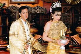 Khmer (Cambodian) wedding in traditional outfits