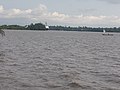 A view of Wouri River with a transport vessel in the Littoral Region of Cameroon