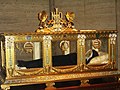 The body of Saint Bernadette of Lourdes with wax face and hand coverings, declared to appear incorrupt by a committee in 1909 (subsequent exhumations indicated corruption). (January 7, 1844 – April 16, 1879).
