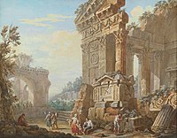 Capriccio of Roman ruins with peasants in the foreground (1773), private collection