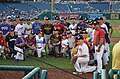 Participants in the 2017 game wearing various baseball jerseys
