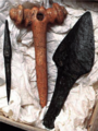 Copper dagger, awl and bone pin, Germany