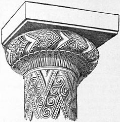 Illustration of the end of a Mycenaean column, from the Tomb of Agamemnon