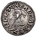 Obverse of silver 'reform' penny of Edgar, King of England; struck 973-975.