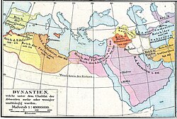 The Ikhshidid state (bright pink) as one of the Abbasid successor states