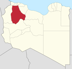 Map of Libya with Jabal al Gharbi district highlighted