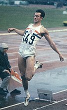 Lynn Davies, indoor and outdoor Welsh record holder in the long jump with leaps of 8.23 outdoors and 7.97 indoors respectively. Lynn remains as the only athlete to win Olympic gold in track and field since his win in the 1964 Olympic Games in Tokyo. He remains the only Welsh jumper to leap over 8 metres, and his Welsh records has remained unbeaten for 54 years.