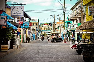 Main Street in San Pedro, Belize, looking north