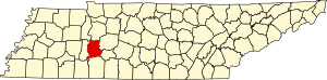 Map of Tennessee highlighting Perry County