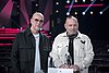 Das Duo Nordman bei der Pressekonferenz zur dritten Vorrunde des Melodifestivalen 2023 in Lidköping
