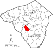 Map of Lancaster County, Pennsylvania highlighting Pequea Township