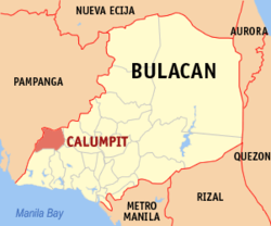Map of Bulacan with Calumpit highlighted