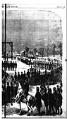Right half of picture of John Brown's execution. Note spectators at lower right.