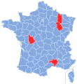 Départements under investigation by the 1993 government report