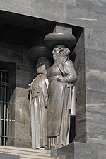 Croatian woman at the Monument to the Unknown Hero, 1938, Ivan Meštrović (designer) and Stevan Živanović (main engineer), Avala, Serbia
