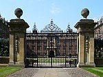St Catharine's College, the railings, piers, gateway and screen wall on the east side of Principal Court