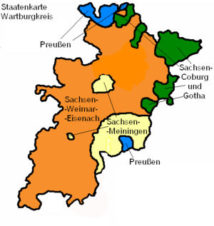 Staatsgebiete, die bis 1920 auf dem heutigen (2024) Gebiet des Wartburgkreises existierten