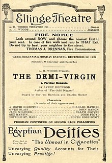 Title page from printed playbill