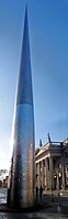 The Spire of Dublin officially titled the Monument of Light, stainless steel, 121.2 metres (398 feet), the world's tallest sculpture