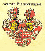 Gemehrtes Wappen der Welser von Zinnenberg, nach Siebmacher