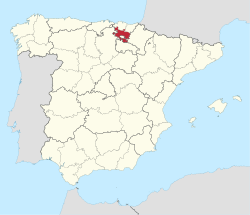 Map of Spain with Álava-Araba highlighted