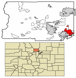 Location of the City of Lafayette in Boulder County, Colorado