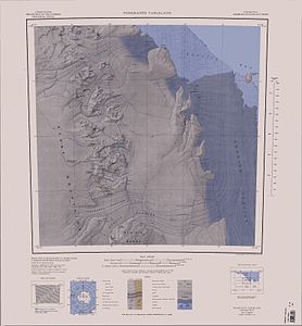 Topographische Karte Pomerantz Tableland von 1968; Kavrayskiy Hills östlich der Kartenmitte am Westrand des Rennick-Gletschers