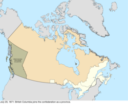 Map of the change to Canada on July 20, 1871