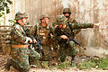 Royal Thai and US Marines eliminating hostile forces during a mock raid, 11 February 2011