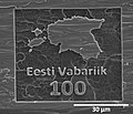 A microscopic engraving made in honor of the centenary by the Institute of Physics, University of Tartu