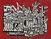 Grand parade with red background, 1958 (designed in 1953), mosaic, National Gallery of Victoria