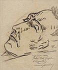 Paul Gachet, Van Gogh on his Deathbed, 1890, drawing of van Gogh in his death bed after committing suicide.