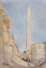 Obelisk-Karnak in 1900, watercolor over graphite, Honolulu Museum of Art