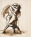 Passionate couple, wash drawing, n.d.