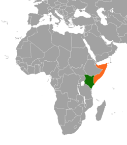 Map indicating locations of Kenya and Somalia
