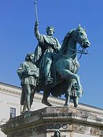 Equestrian statue of Ludwig I by Max von Widnmann on the west side of the square